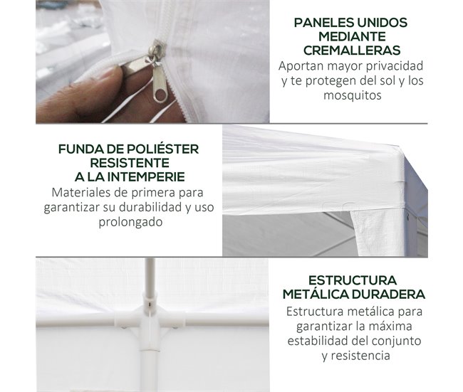 Tenda para Festas metal, tecido de polietileno cor Branco585x295x255 cm Branco