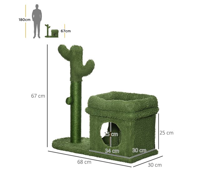 Arranhador para Gatos PawHut D30-581V00GN Verde