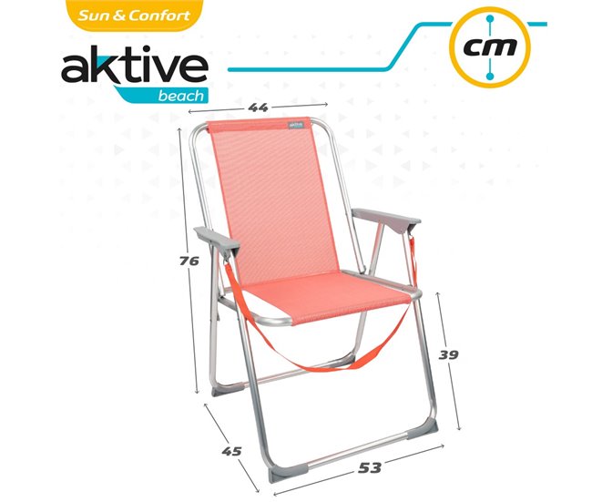 Cadeira dobrável fixa em alumínio coral Aktive Laranja