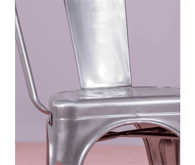 Cadeira industrial com braços em aço metálico - Bistro AlumÍnio