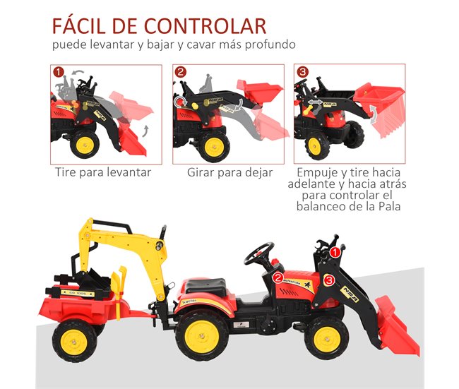  Tractor com pedal HOMCOM 341-033 Vermelho