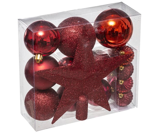 Kit de bolas de Natal 18 peças Vermelho