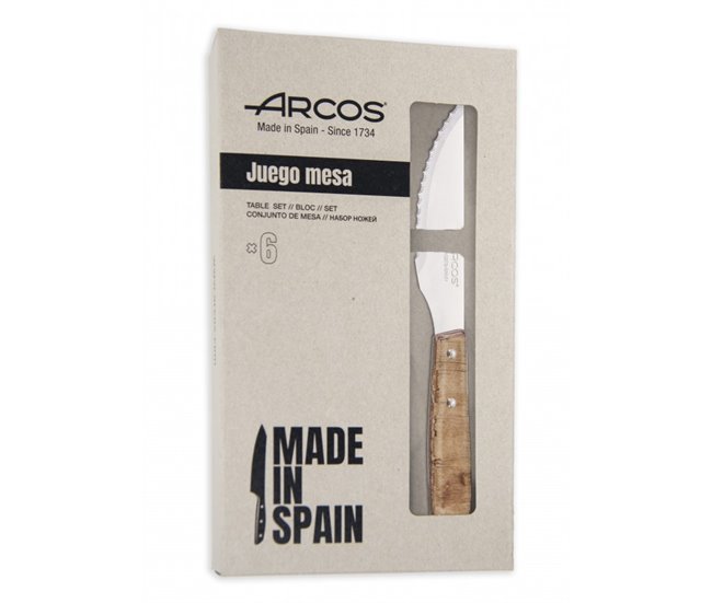 Conjunto de 6 peças de faca para bife Arcos Madeira