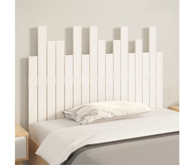 Cabeceira de cama de parede em madeira maciça 108 Branco