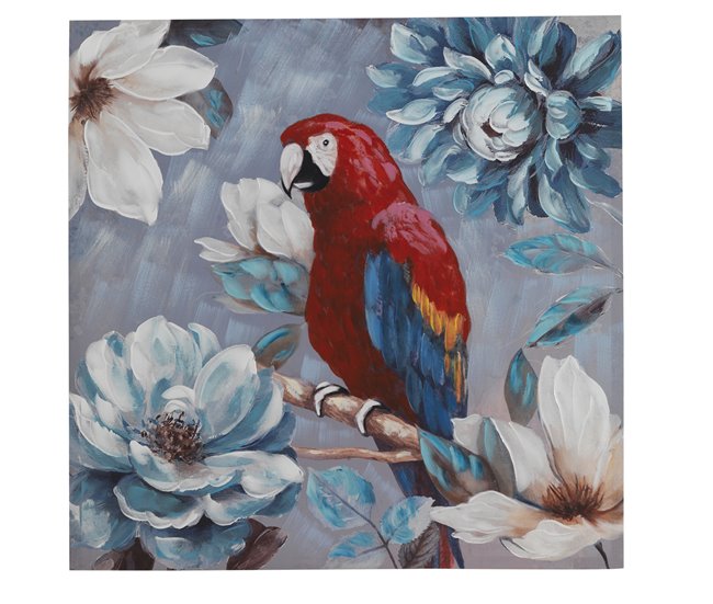 Imagem de Papagaio Impressa e Pintada à Mão Multicor