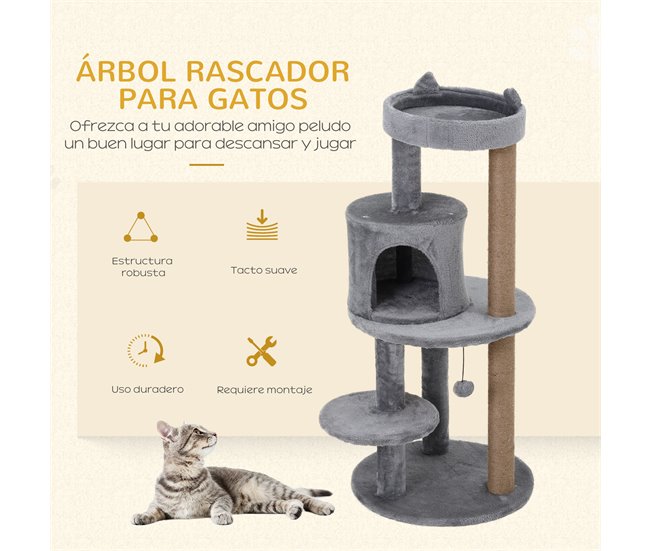 Arranhador para Gatos PawHut D30-274CW Cinza