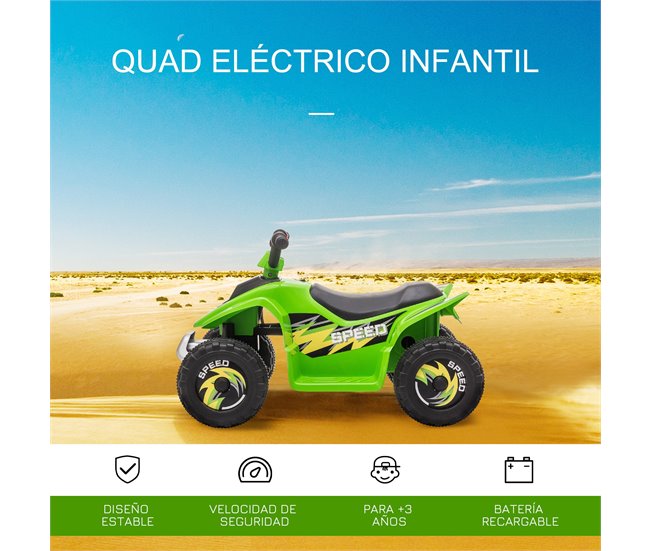 Quadriciclo Elétrico para Crianças HOMCOM 370-166V90GN Preto