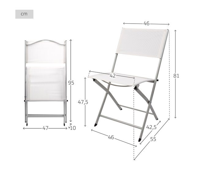 Cadeira dobrável de jardim de tecido reforçado Aktive Branco