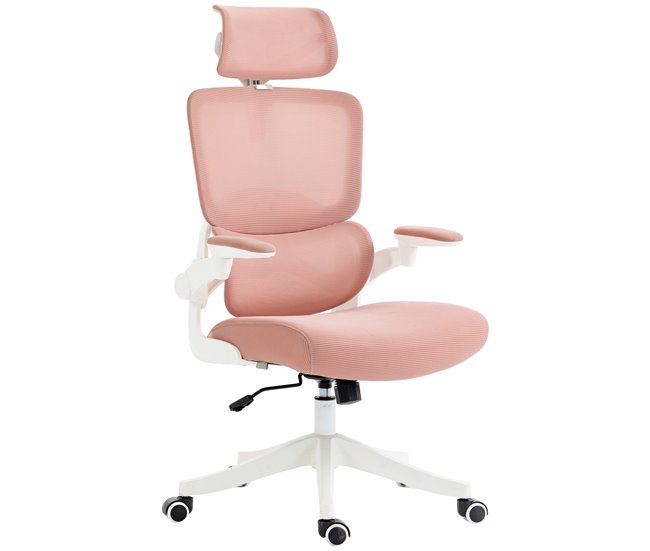 Cadeira de Escritório malha (100% poliéster), espuma, PP, nylon Vinsetto Rosa
