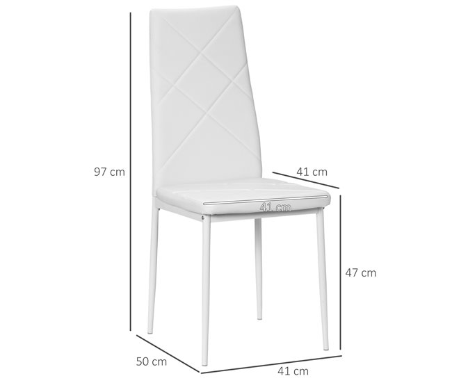  Cadeiras de jantar HOMCOM 835-835V00WT Branco