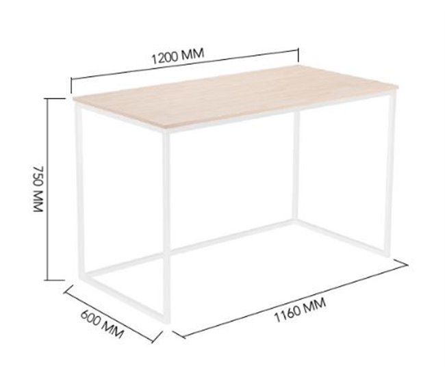 Mesa de estudo - Modelo MIA - 120 x 60 x 75 cm 120x60 Branco