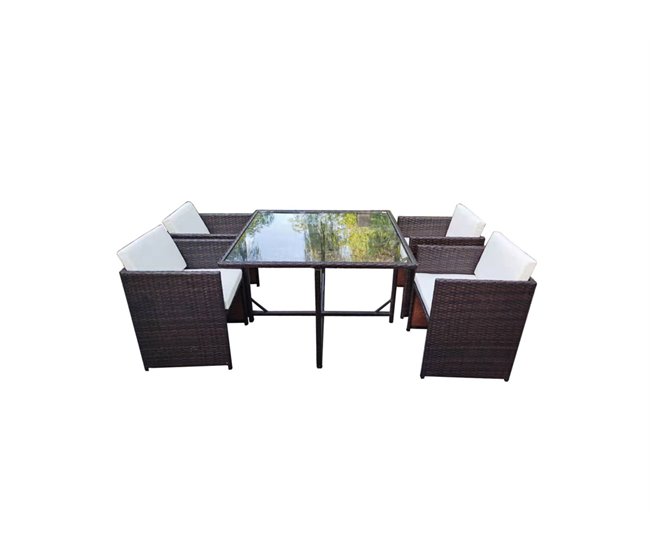 CORFU set mesa + 4 cadeiras castanho Castanho