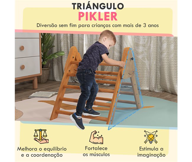 Triângulo de Aprendizagem para Crianças HOMCOM 331-022V00TN Castanho