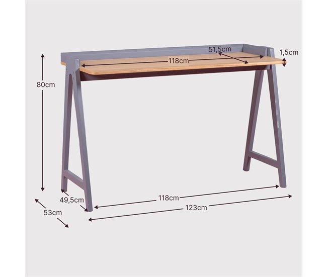 Mesa minimalista de madeira - Pop 123x53 Cinza