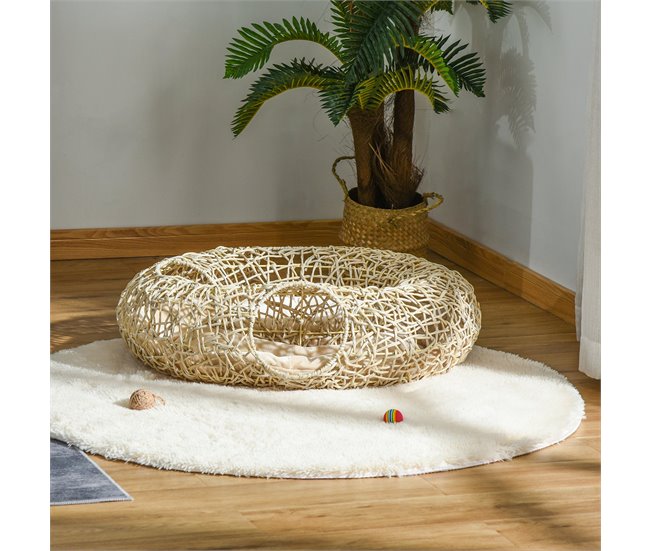 Cama para Gatos de Vime PawHut D30-397 Madeira