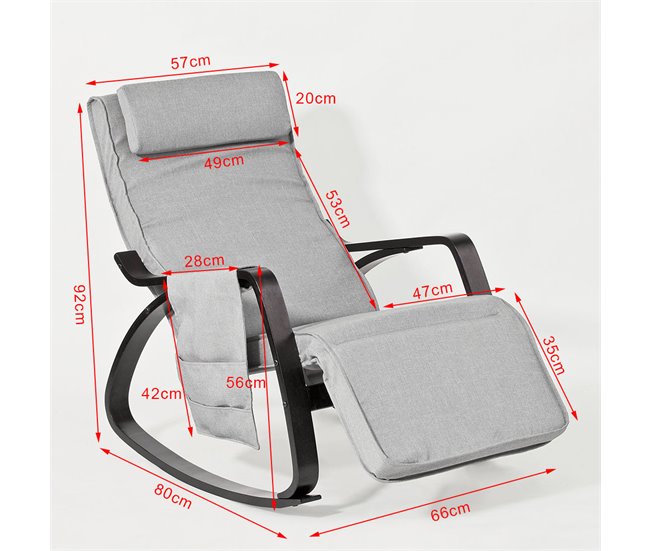 Cadeira de baloiço Relax Poltrona Design FST20-HG SoBuy Cinza