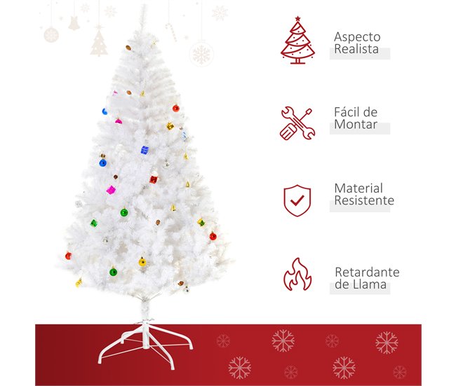 Árvore de Natal HOMCOM 02-0352 Branco