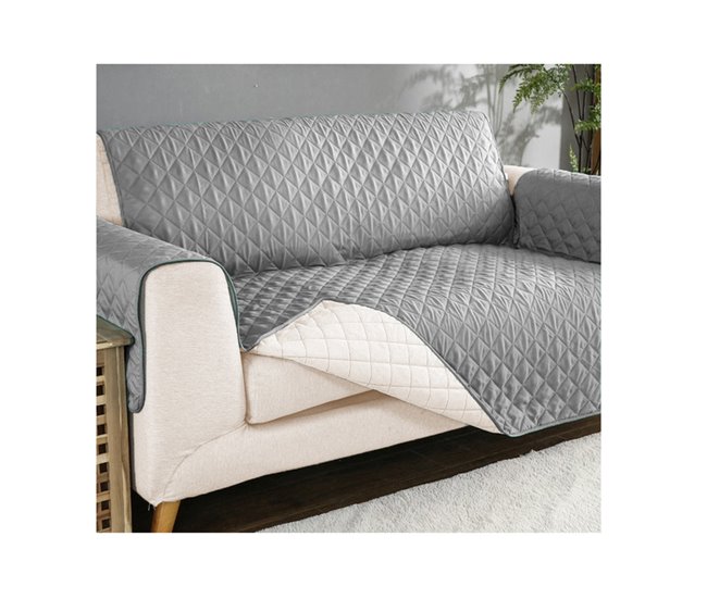  Acomoda Textil - Capa de sofá reversível. Cinza
