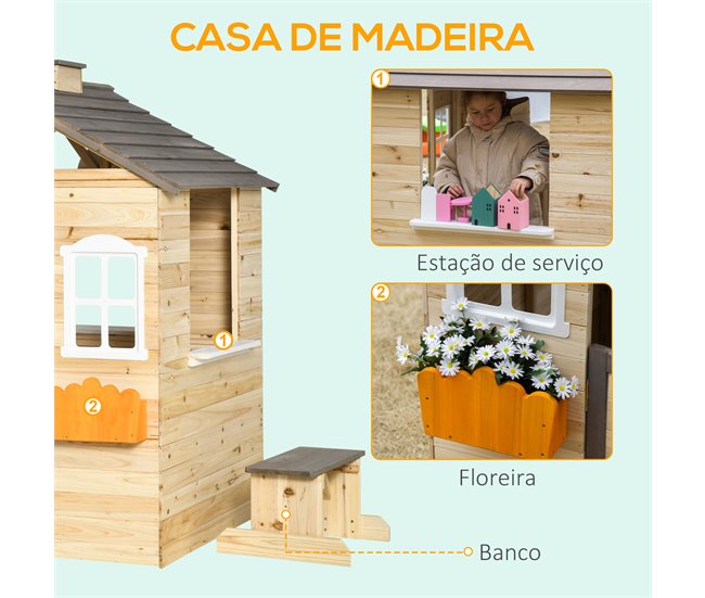 Casa de Jardim de Madeira Outsunny 345-024 Bege