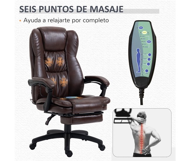 Cadeira de Escritório com Massagem Vinsetto 921-539V90BN Castanho