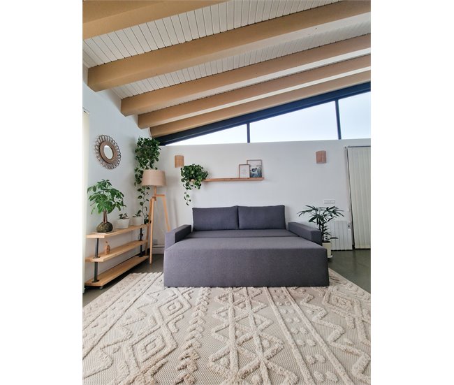  Skraut Home - Sofá-cama CLOUD, cinzento claro, transformável em cama, baú. Máxima descontracção e conforto - com sistema extraível 225x92x92cm Cinza