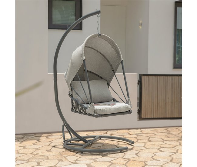 Cadeira suspensa para exterior com suporte OGS57-HG SoBuy Cinza