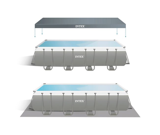 INTEX Ultra XTR Frame piscina rectangular amovível 549x274x132 + sistema de filtragem Cinza