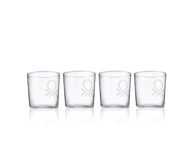 Set copos BLACK AND WHITE marca Benetton 4 peças Transparente