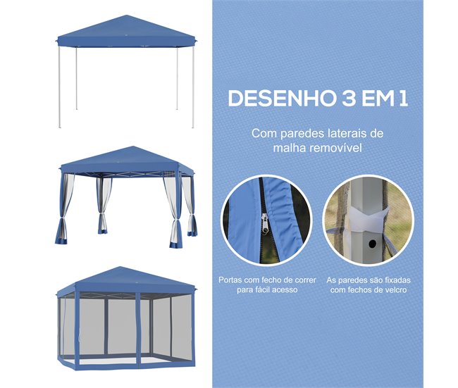 Tenda Dobrável Outsunny 840-014V01BU Azul