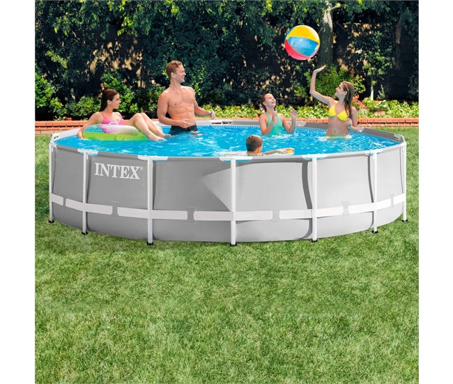 intex prisma frame piscina redonda 457x107 cm com sistema de filtragem Cinza