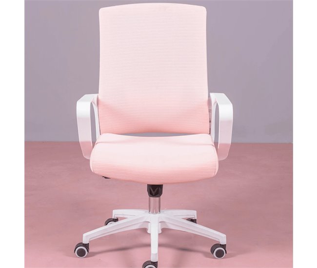 Cadeira de escritório ergonômica com rodas e braços - Mesh Rosa