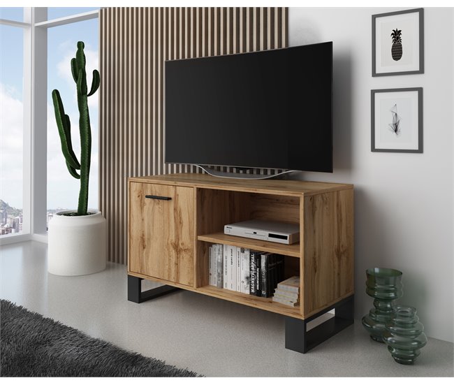 Conjunto de móveis para sala de estar - Aparador + Mesa de centro + Suporte para TV - Modelo Loft Castanho