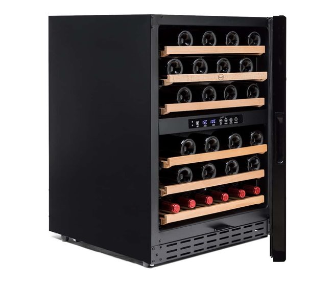 Cave de Vinho 46 garrafas Vinobox 50 GC 2T N Livre ou Encastre Duas Zonas de temperatura Preto