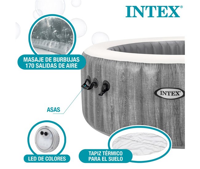 Spa insuflável greywood deluxe INTEX 1098 litros para 6 pessoas Cinza