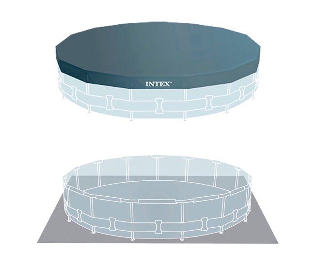 INTEX Prism Frame piscina redonda acima do solo com sistema de filtragem Cinza