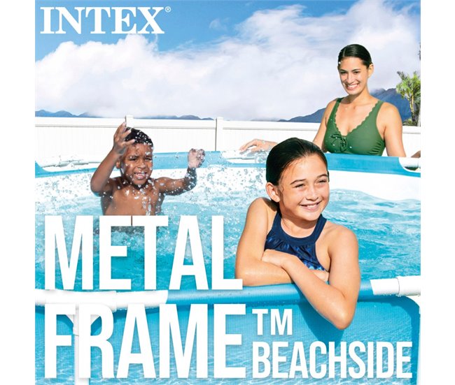 INTEX Estrutura metálica Piscina tubular redonda à beira-mar INTEX Azul