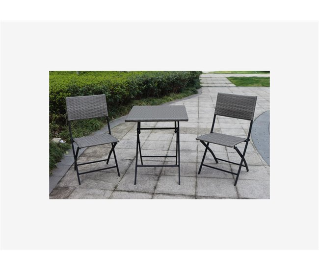 Set mesa e cadeiras de jardim TROPICANA 2 Cinza