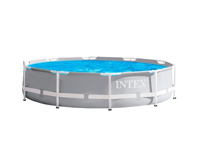 Prism frame piscina redonda amovível intex 305x76 cm com purificador Cinza