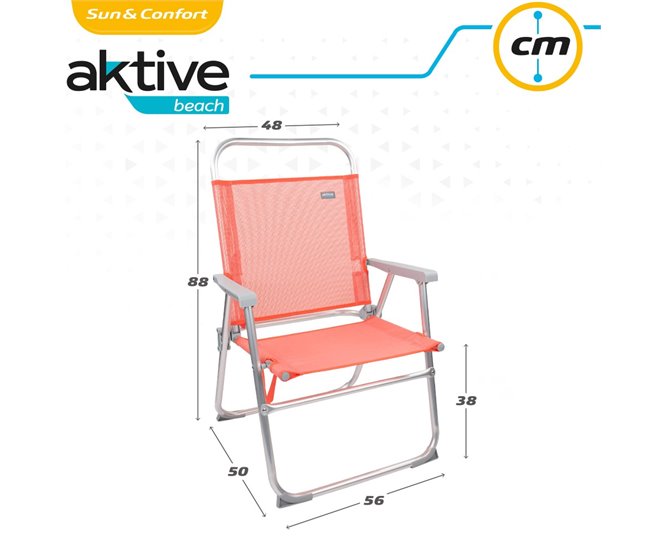 Cadeira alta dobrável em alumínio coral Aktive Laranja