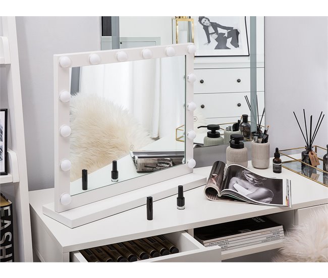 Beliani Espelho de maquilhagem BEAUVOIR 60x2 Branco
