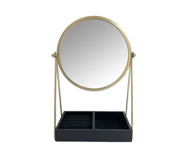 Espelho de mesa com porta-joias DANA marca ECOANYA Dourado