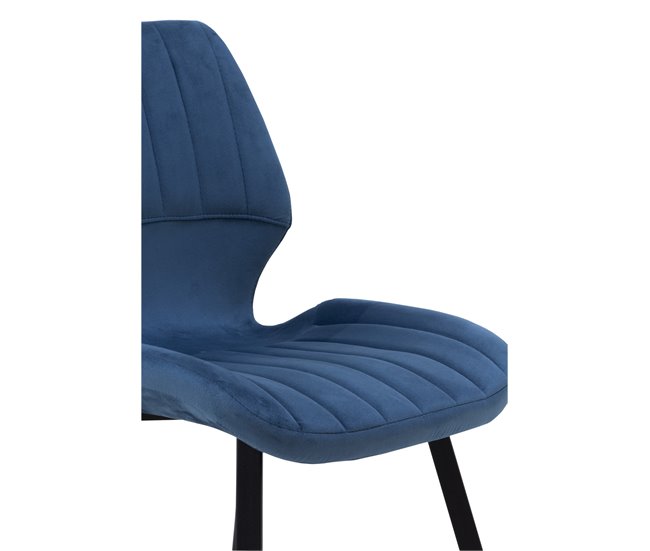 Pacote com 2 cadeiras estofadas em veludo com pernas de metal Azul