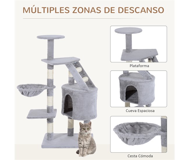 Árvore Arranhador para Gatos PawHut D30-126GY Cinza