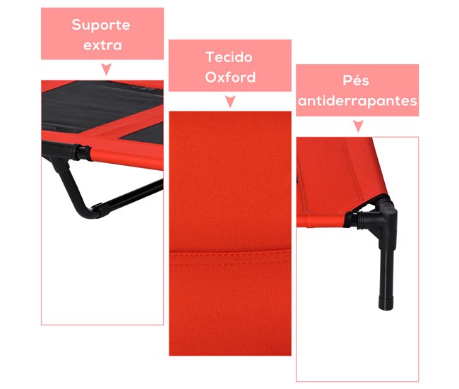 Cama Elevada para Cães PawHut D1-0238 Vermelho