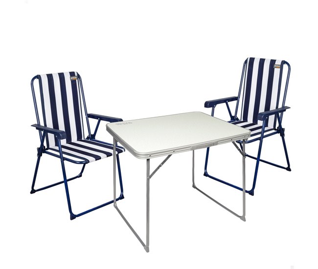 Conjunto de mesa dobrável e 2 cadeiras Aktive Camping Branco