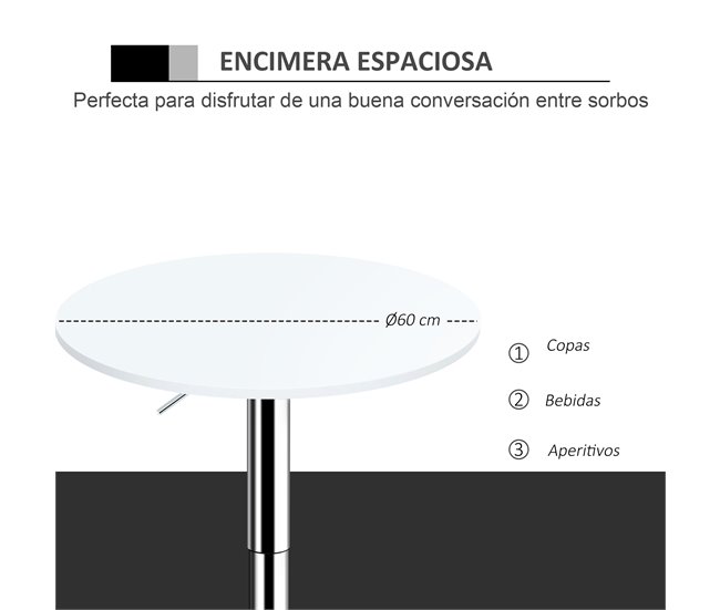 mesa de bar HOMCOM 835-388BK 60x60 Branco
