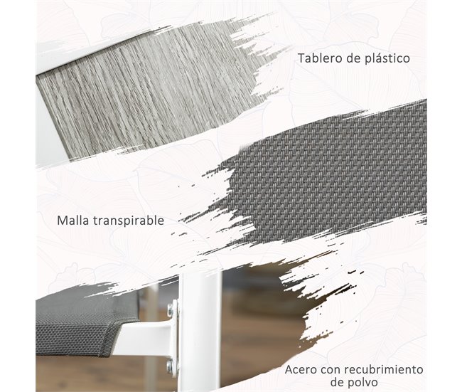 Conjunto de Refeição de Exterior Aço, malha de textilene e plástico SPCC Outsunny Branco/cinza