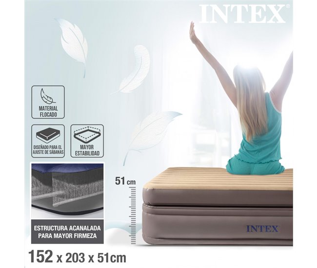 Colchão inflável duplo Prime Comfort Elevated INTEX Creme