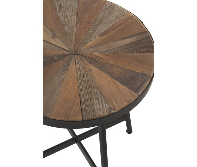 Mesa redonda de madeira com perna de metal 40x40 Natural