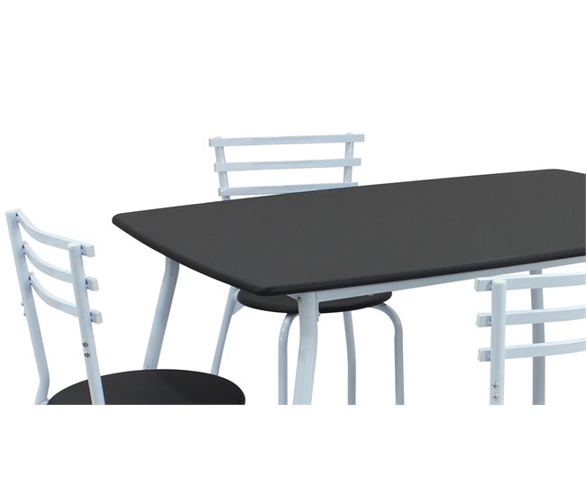Conjunto SARA mesa fixa e 4 cadeiras  Preto